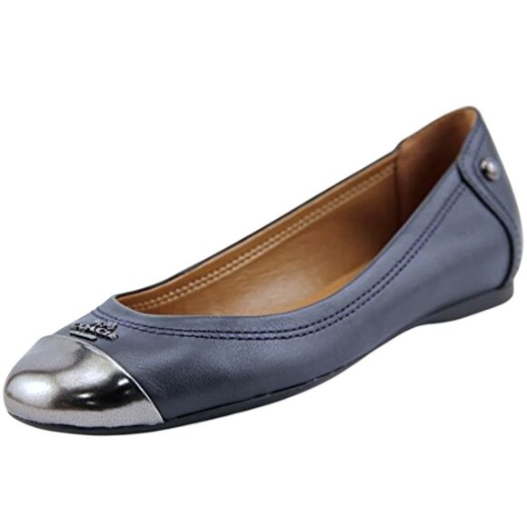 Coach Women's Chelsea Black Matte Calf/Mirror Metallic Flats - Size 7.5  ***Item - Picture 1 of 10